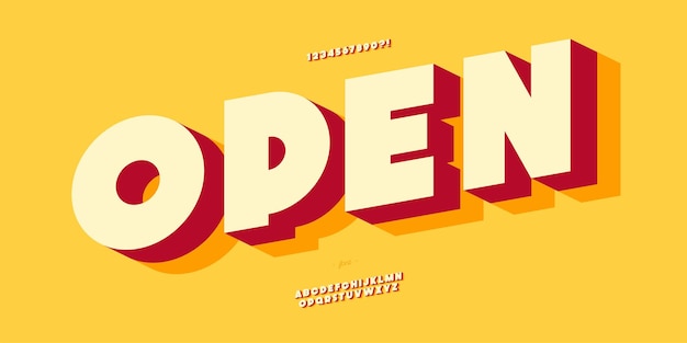 Vector vector open lettertype 3d-stijl moderne typografie