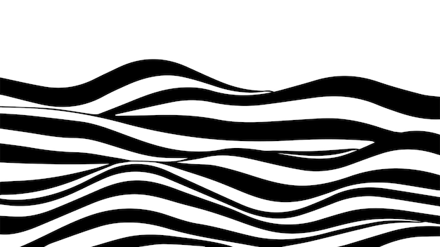 Vector optical illusion with black and white lines Abstract curve background