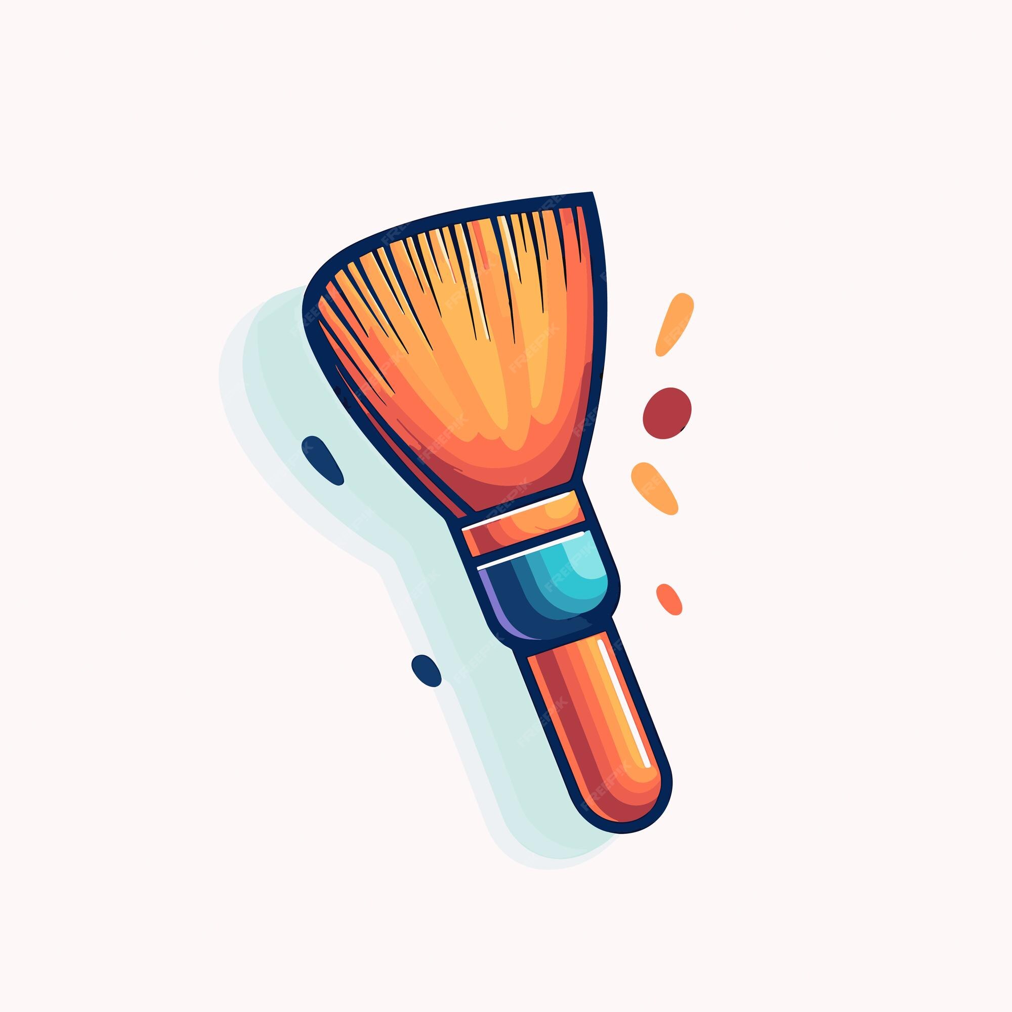 Premium Vector | Vector of an orange brush with a blue handle on a