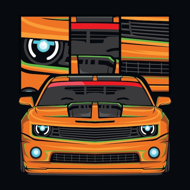 vector orange car sport with details