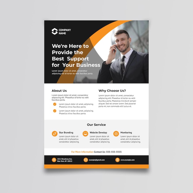 Vector orange modern cover flyer corporate business template