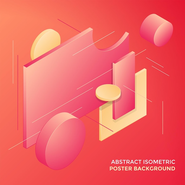 Vector vector orange red colors abstract volumetric shapes minimal design poster template decoration modern isometric background layout