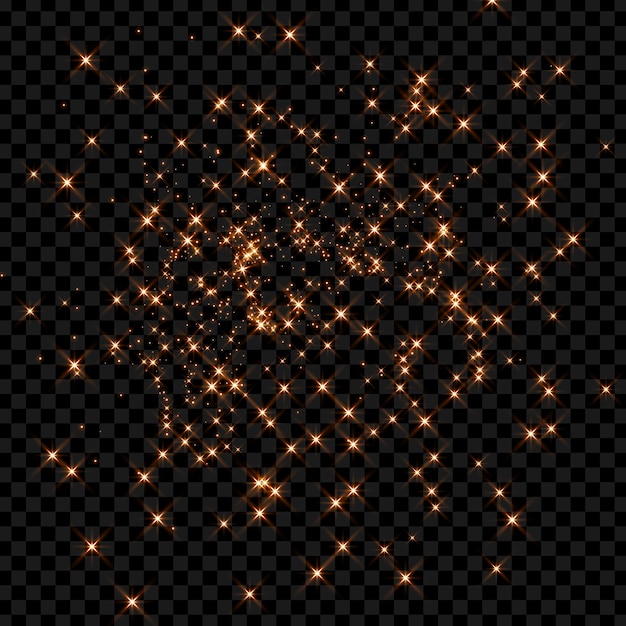 Вектор Вектор оранжевый мерцает блестящая звездная пыль или мерцающие звезды на прозрачном