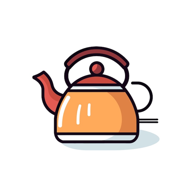 Vector of an orange tea kettle with a wooden handle perfect for a cozy afternoon tea