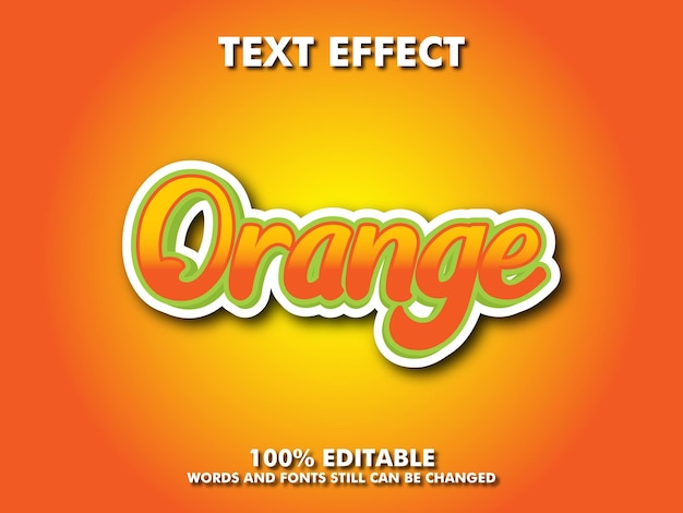 vector orange text effect editable fruit and natural text style