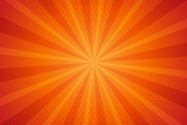 Vector oranje en geel sunburst komisch ontwerp als achtergrond met gestippelde warme kleur