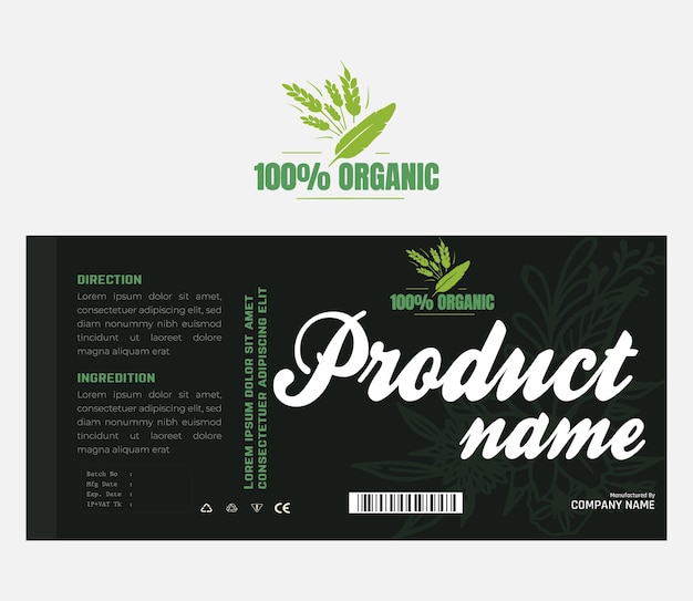 Vector organic food product label design template