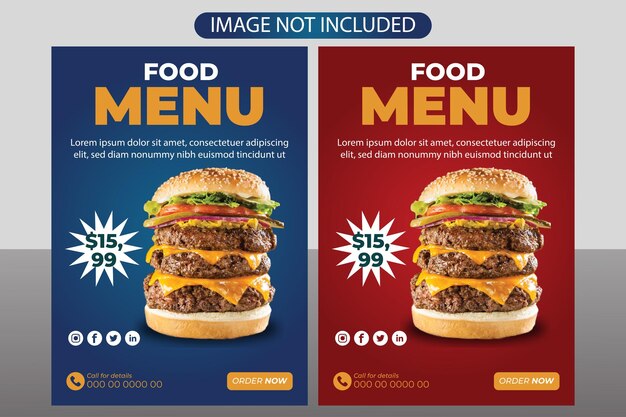 Vector organic healthy food flyer template or food menu flyer and restaurant flyer template design