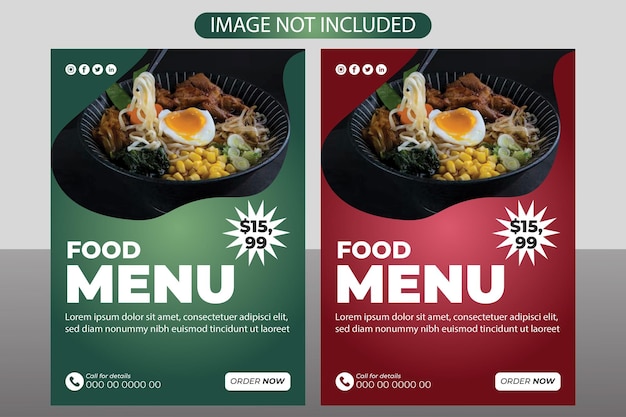 Vector organic healthy food flyer template or food menu flyer and restaurant flyer template design