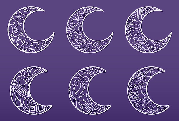 vector ornamental crescent moon laser cut template