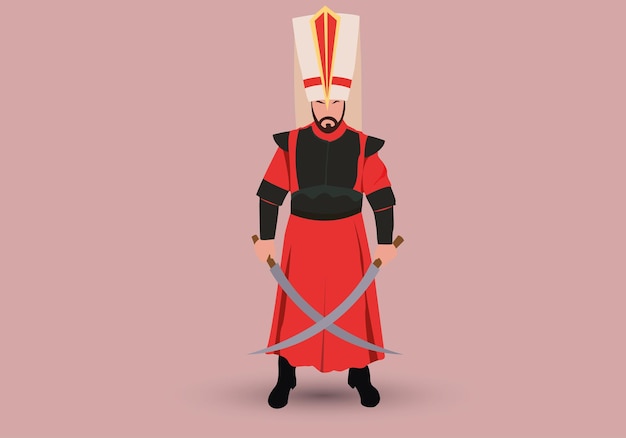 ベクトル オスマン イェニチェリの兵士。 janissary 兵士のイラスト。戦士。