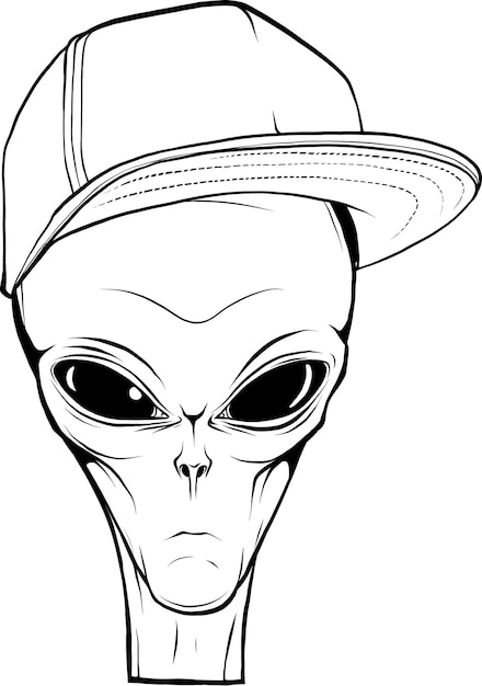 Vector vector outline alien head vector illustration