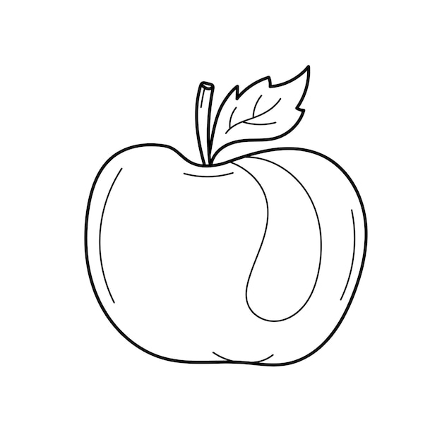 Vector outline apple fruit hand draw illustration apple isolated on white