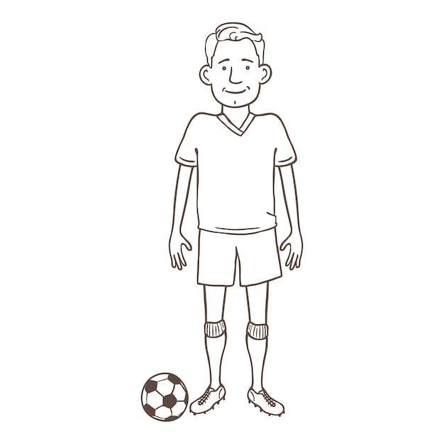 Vector vector outline character  young man in full football equipment