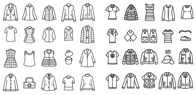 Vector outline clothes icons