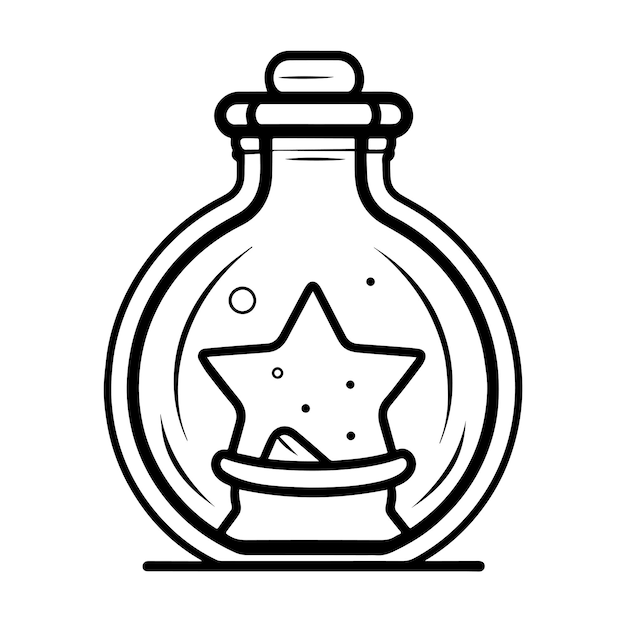Vector outline depicting a mystical magic potion icon