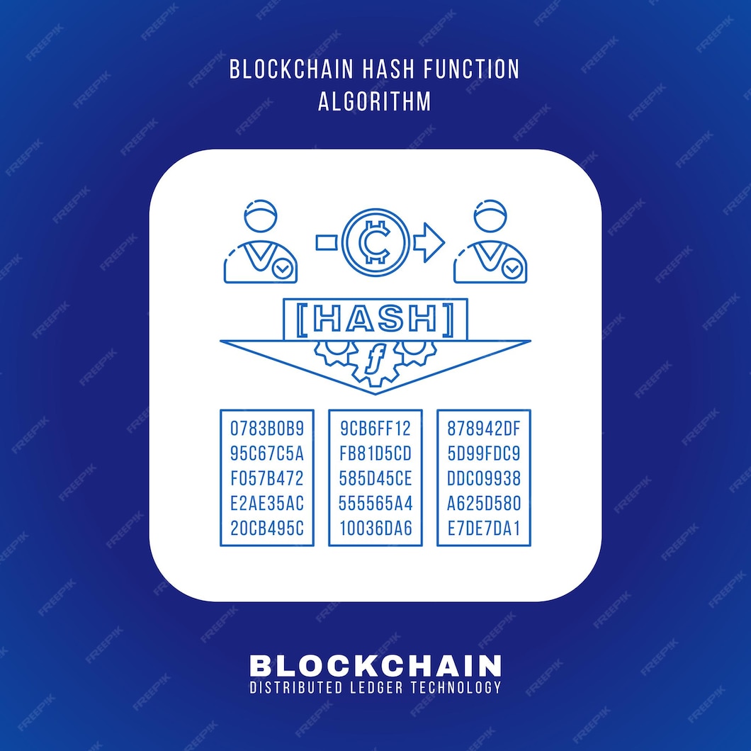 Premium Vector | Vector outline design blockchain hash function ...