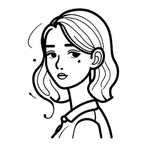 Vector outline drawing of a girl