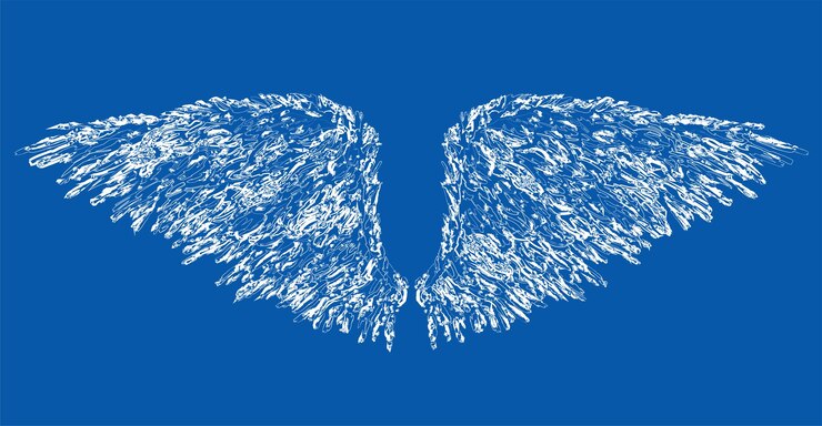 Вектор векторный контур, рисующий текстурированную кисть фантазийных белых ангельских крыльев