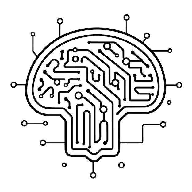 vector outline icon of algorithm brain