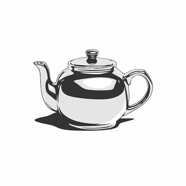 Vector vector outline illustration of classic teapot