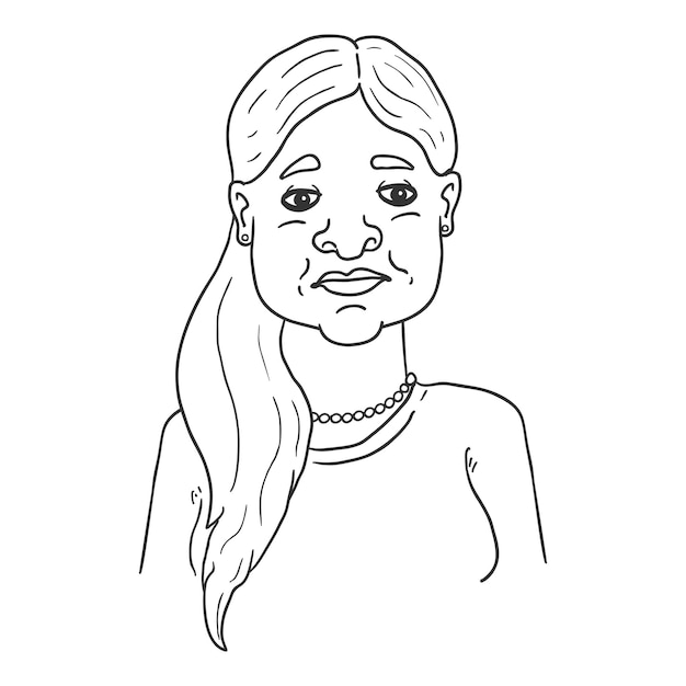 Vector Outline Illustration - Woman from India.