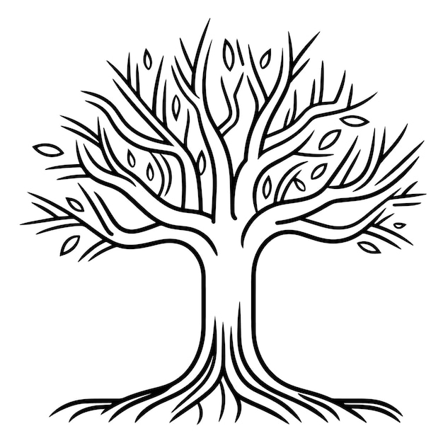 Vector outline of intricate tree roots icon