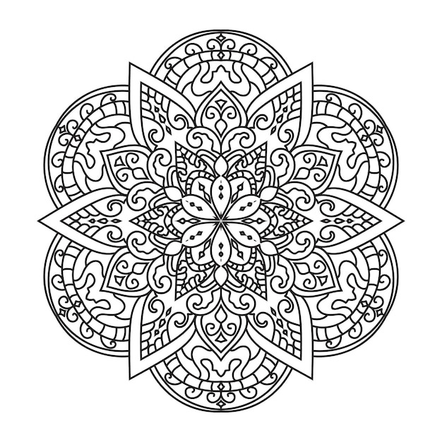 Disegno decorativo e ornamentale per la colorazione di cerchi di mandala vettoriali