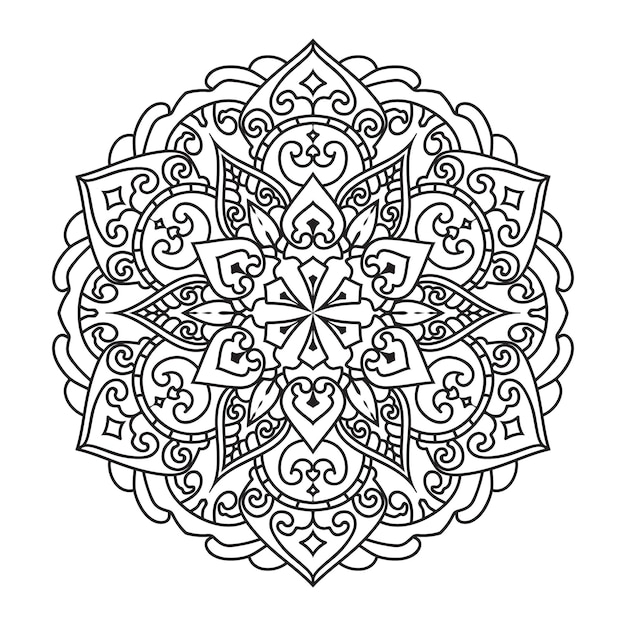 Disegno decorativo e ornamentale per la colorazione di cerchi di mandala vettoriali