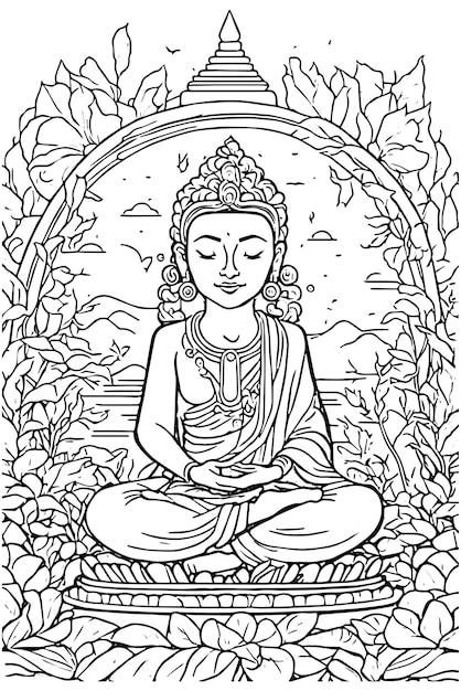 Vector outline sitting meditation