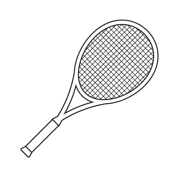 Vector outline tennis racket isolated on white background