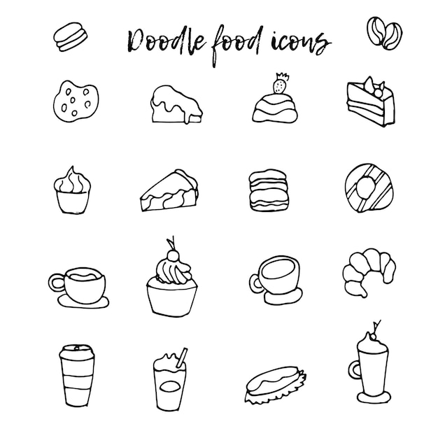 Vector outlined food and drinks icons collection