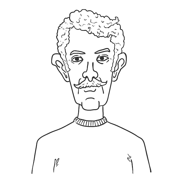 Vector overzicht Avatar - oude Arabische Man met snor. Mannelijk karakter portret.