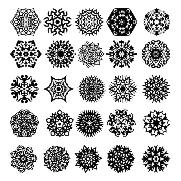 Vector overzicht set met sneeuwvlokken Zeer handig voor patronen wintervakanties