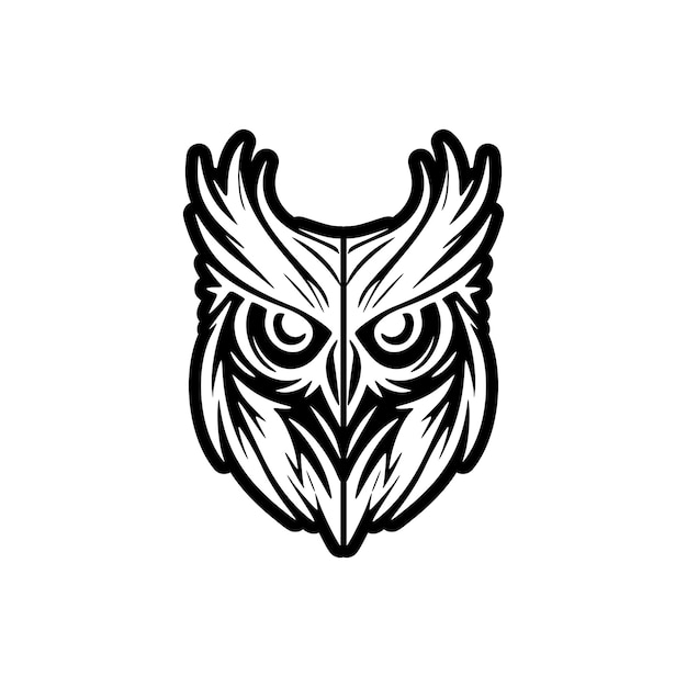 Vector owl logo in striking black and white