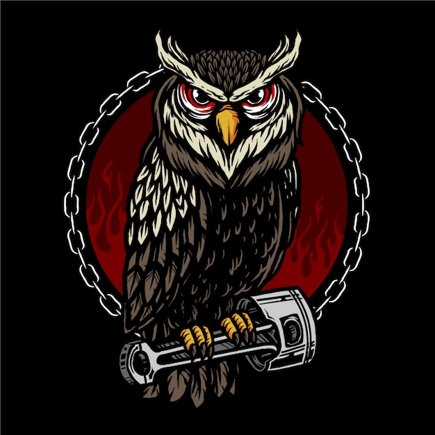 Vector of owl and piston 