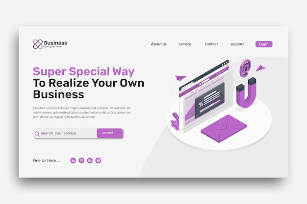 Vector own business ui landing page design