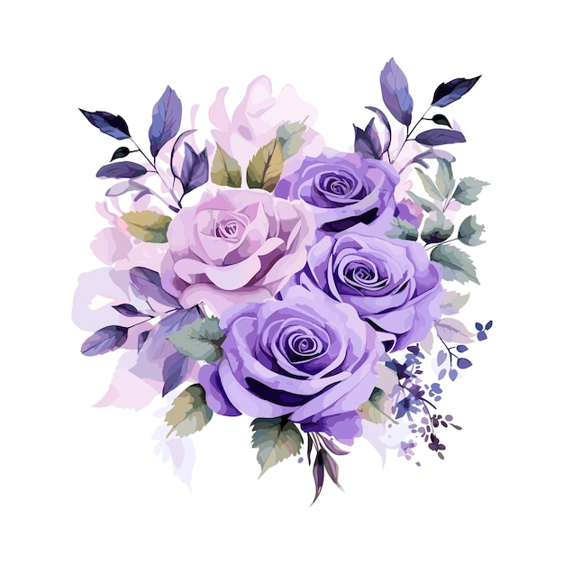 vector paarse roos aquarel bloemstuk