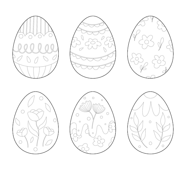 Vector paasei met bloemmotief kleurplaat