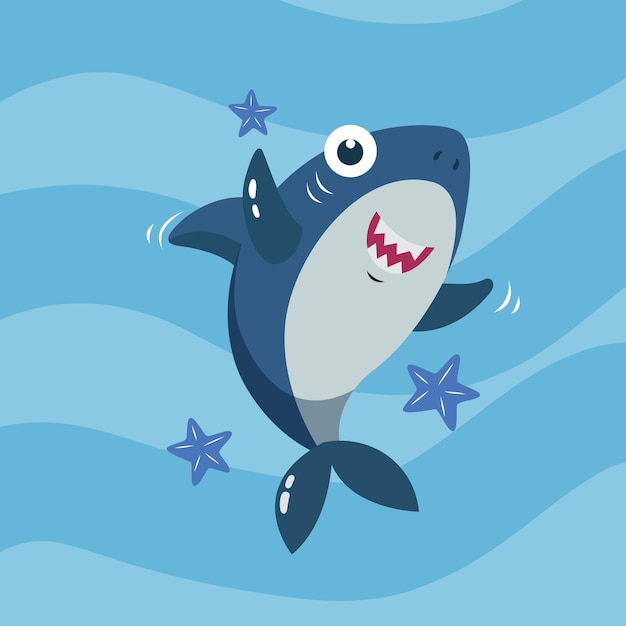 Vector pack of baby sharks in the ocean