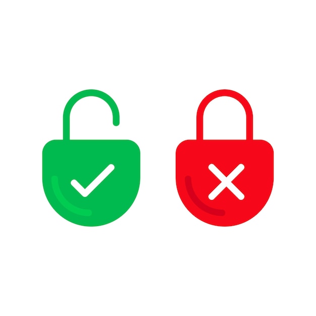 Vector Padlock check and cross