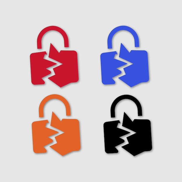 vector padlocks broken multiple colours set design