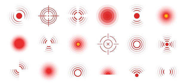 흰색에 고립 된 벡터 통증 원 통증 명소 컬렉션