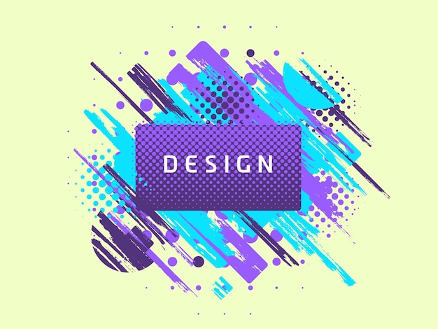 Vector paint brush promotion template design, colorful geometric sale banner.