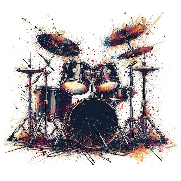 Vector vector a painting of a drum set on a white background