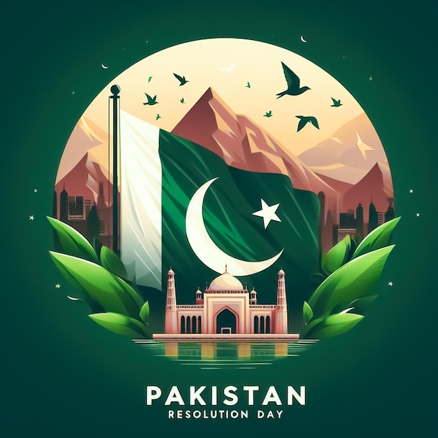 Vector vector pakistan day illustration with flag