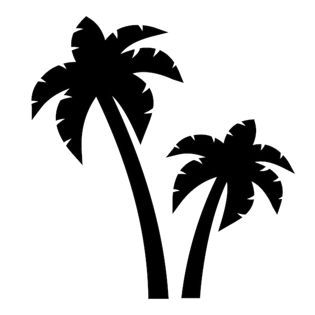 Vector palm tree silhouette illustration coconut tree