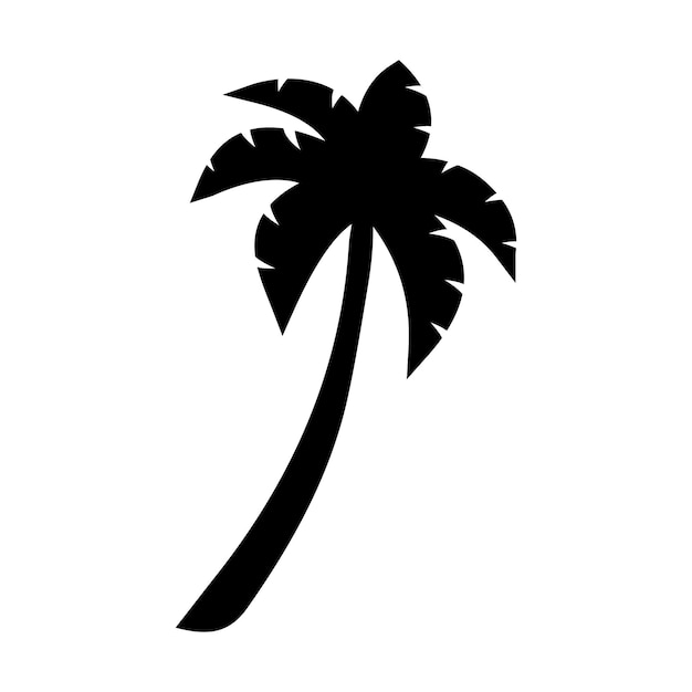 Vector palm tree silhouette illustration coconut tree