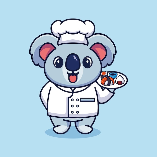 Vettore vector panda chef mascotte logo cartone animato carino kawaii creativo