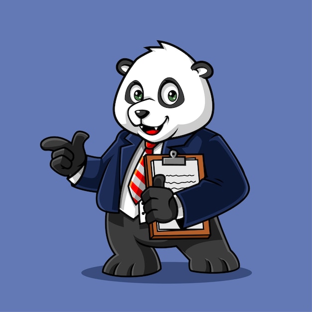 Vector panda kantoormedewerker schattig cartoon